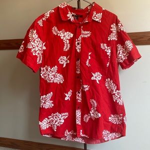 21 MEN Hawaiian Shirt Button Down Collared Red Men's Size Large